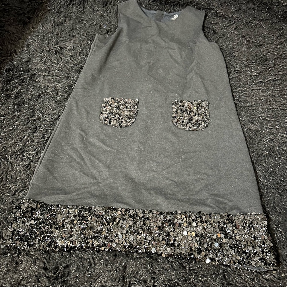 Size XL Lands’ End Kids Black Sequin Dress B3